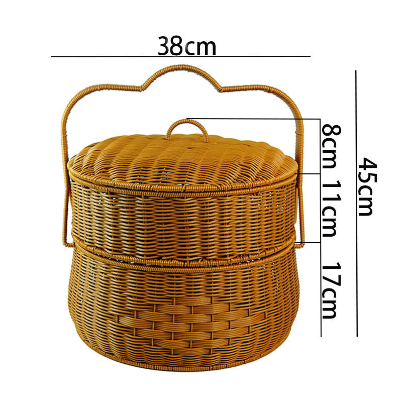 Women's Handcrafted Storage Basket with Lid and Carry Handle Bowlift