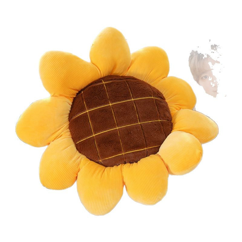 Plush Sunflower Decorative Throw Pillow with Corduroy Petal Edges Bowlift