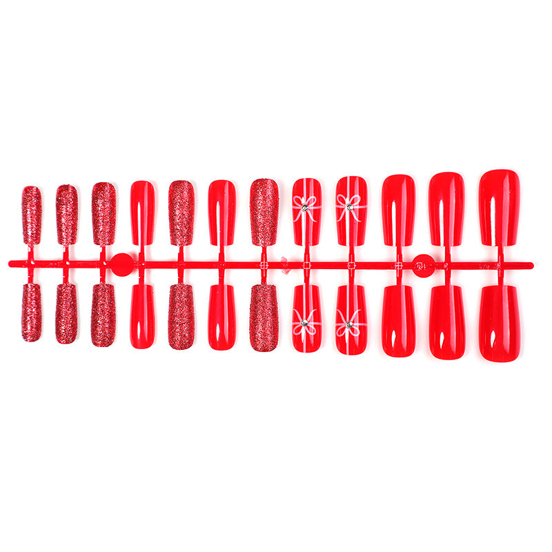 Festive Glittering Press-On Nail Art Set Bowlift