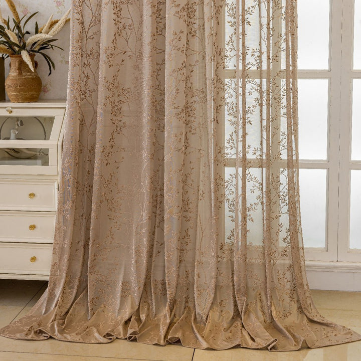 WoFloral Embroidered Sheer Curtain Bowlift