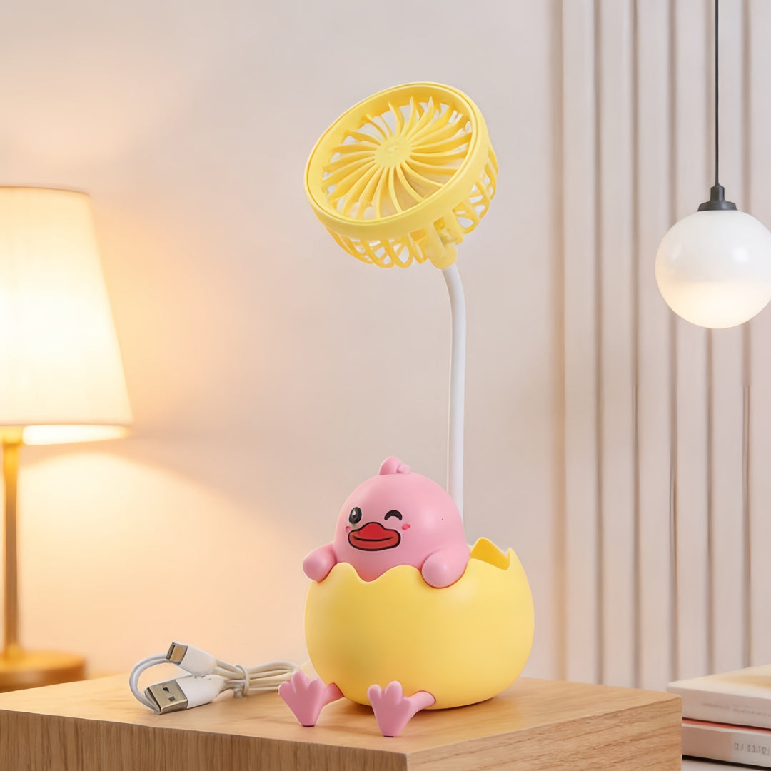 Ladies desk lamp with integrated mini fan Bowlift