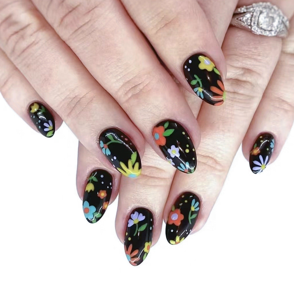 Floral Artistic Press-On Nails Bowlift
