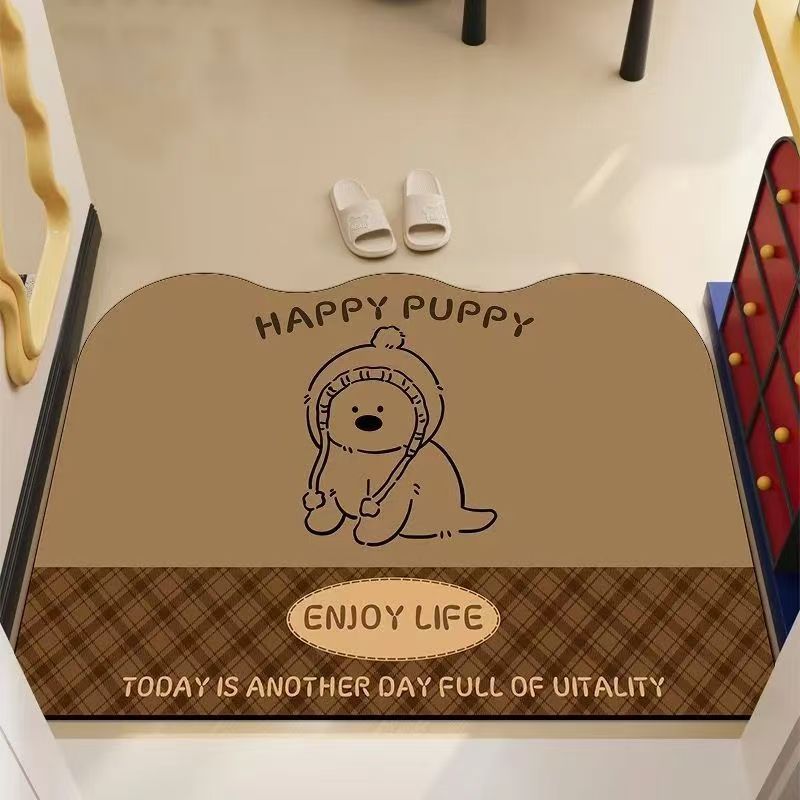 Playful Puppy-Themed Welcome Mat