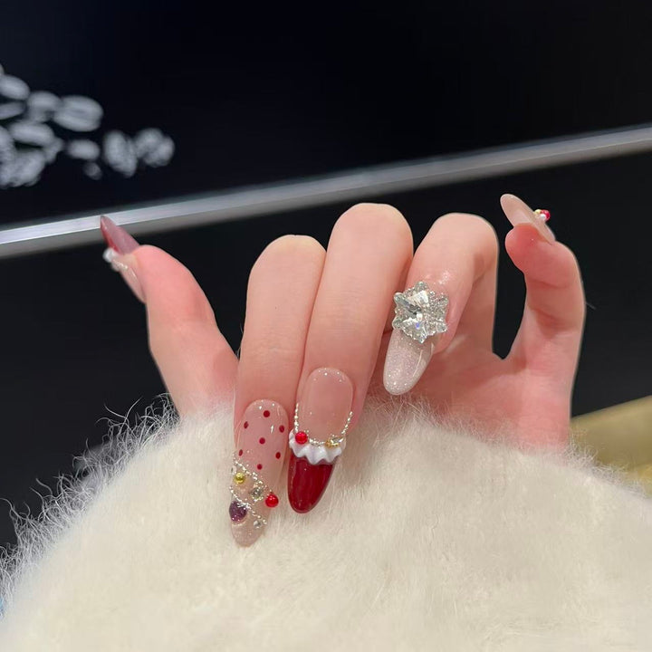 Glittery Press-On Nail Art Set with Snowflake Design Bowlift