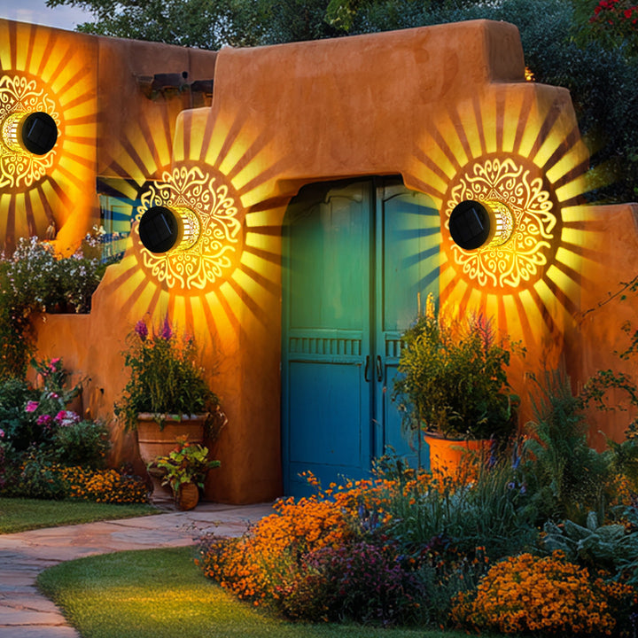 Solar Projection Garden Light With Decorative Floral Pattern And Dusk-To-Dawn Sensor Bowlift