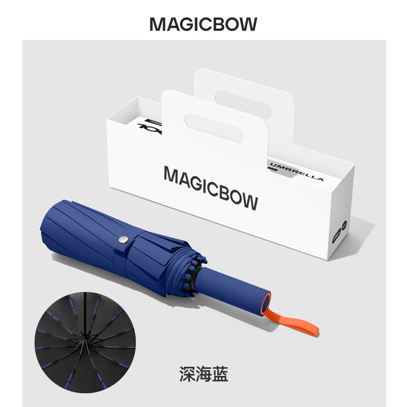 Ladies Automatic Folding Umbrella with Robust Design and Wind Resistance Bowlift
