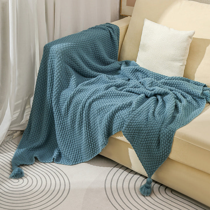 Women’s knitted blanket with decorative tassels Bowlift