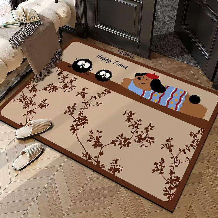 Embroidered Floral Design Bath Mat
