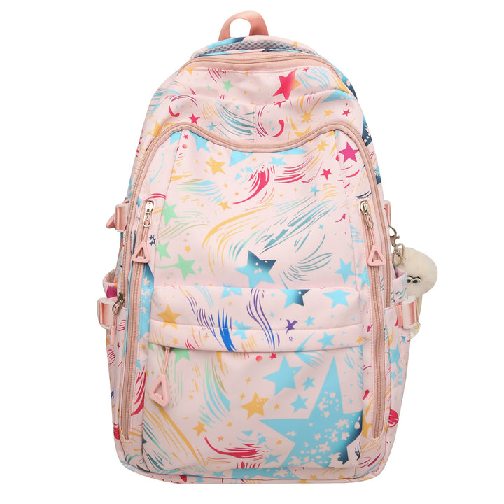 Backpack with Colorful Star Pattern and Innovative Storage Options Bowlift