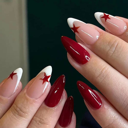 Premium Press-On Nail Set with Star and Glossy Design Bowlift