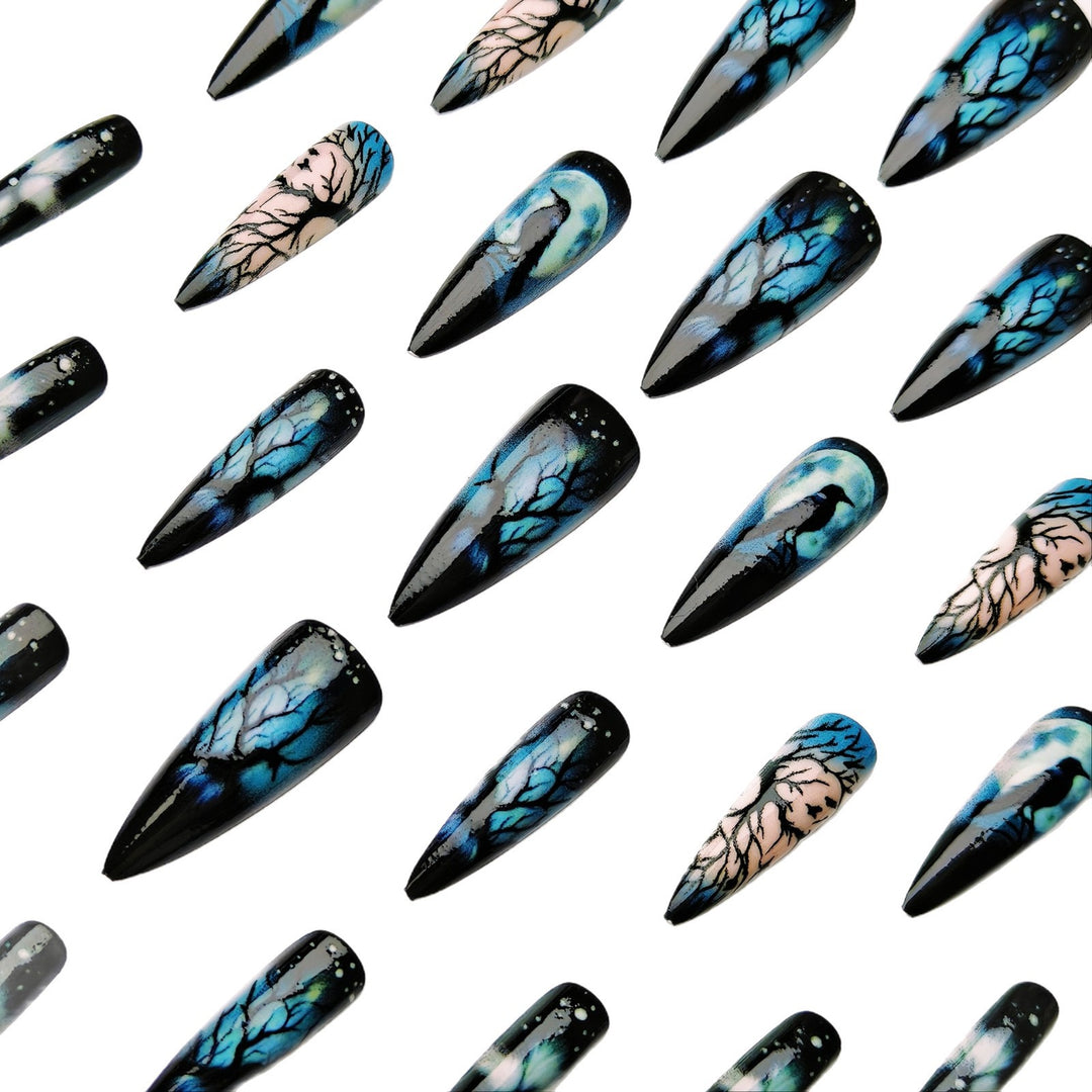 Artistic Midnight Theme Nail Art Bowlift