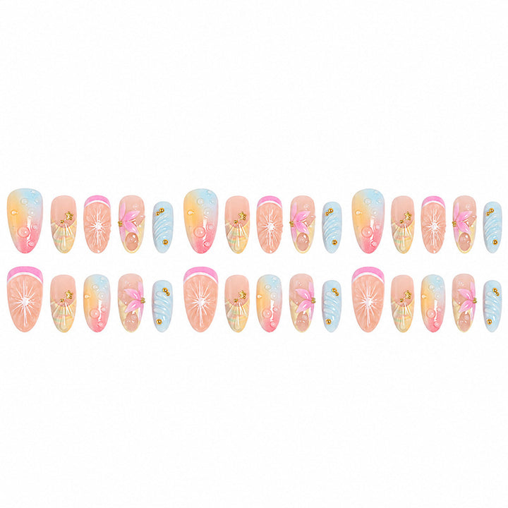 Artificial nails with creative flower and glitter detail Bowlift