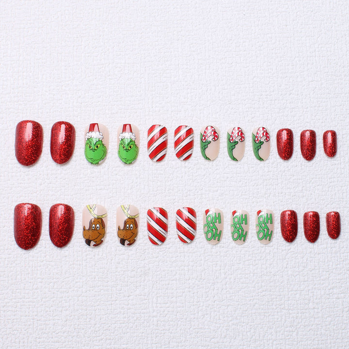 Holiday-Themed Press-On Nail Art Bowlift