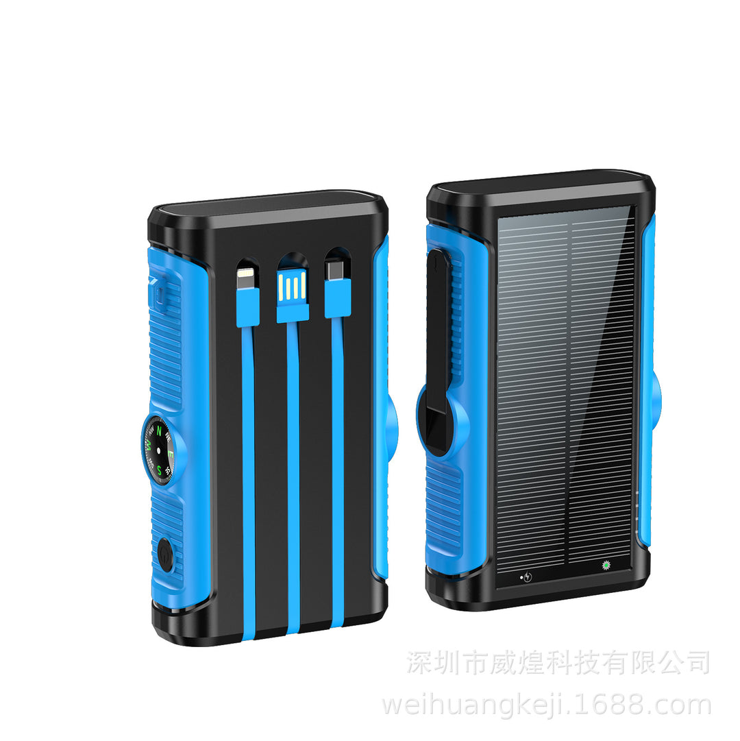 Rugged Solar Power Bank with Built-in Triple Charging Cables Bowlift