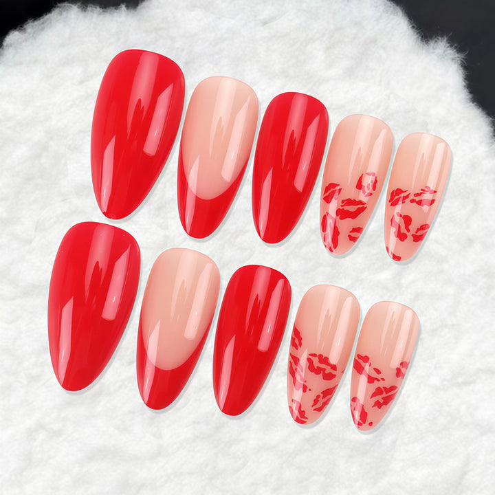 Luxurious Artistic Almond-Shaped Press-On Nails Bowlift