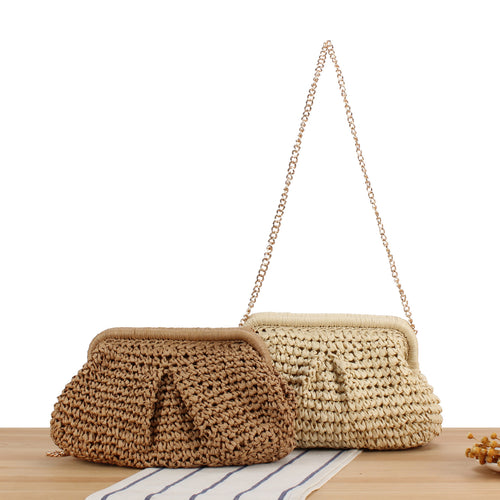 Handbag with Elegant Woven Design and High-Quality Chain Decoration Bowlift