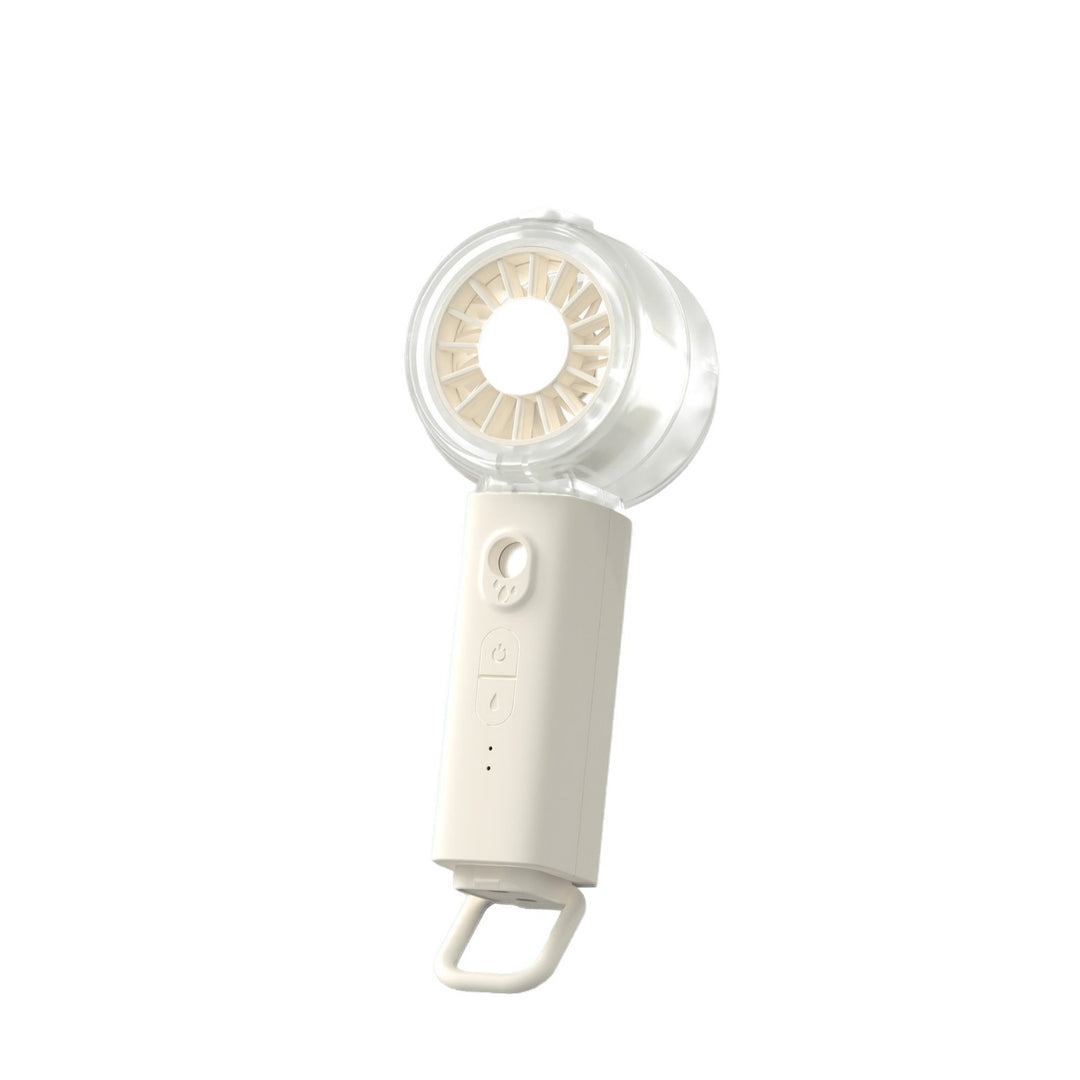 Cooling portable rechargeable handheld misting fan with foldable loop and adjustable multi-speed control Bowlift