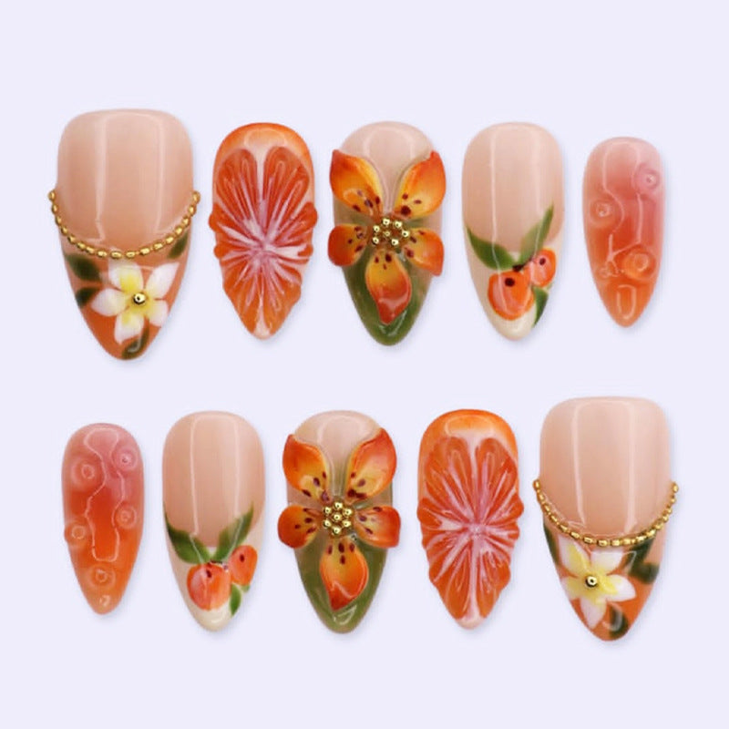Floral Themed Press-On Nail Set Bowlift