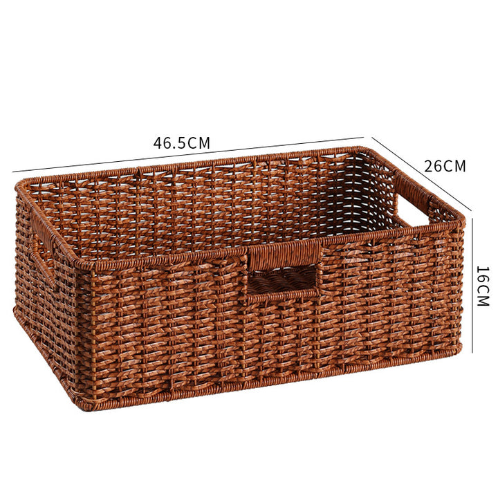 Large Woven Storage Bin with Ergonomic Cutout Handles Bowlift