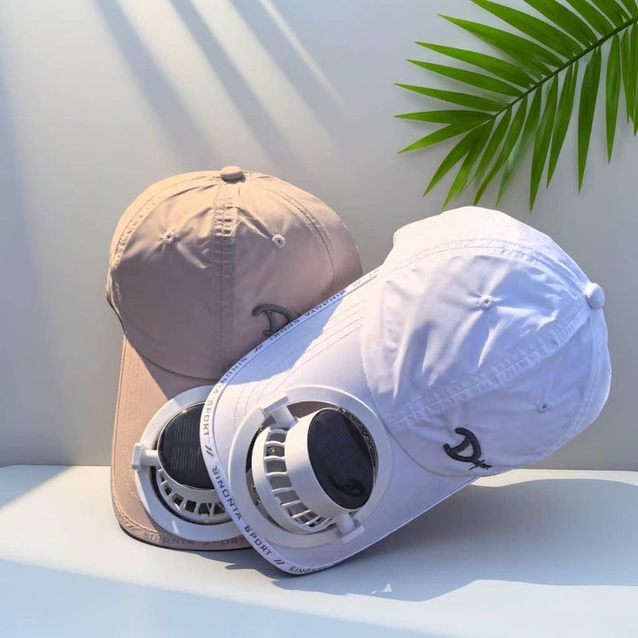 Sporty baseball cap with detachable solar fan Bowlift