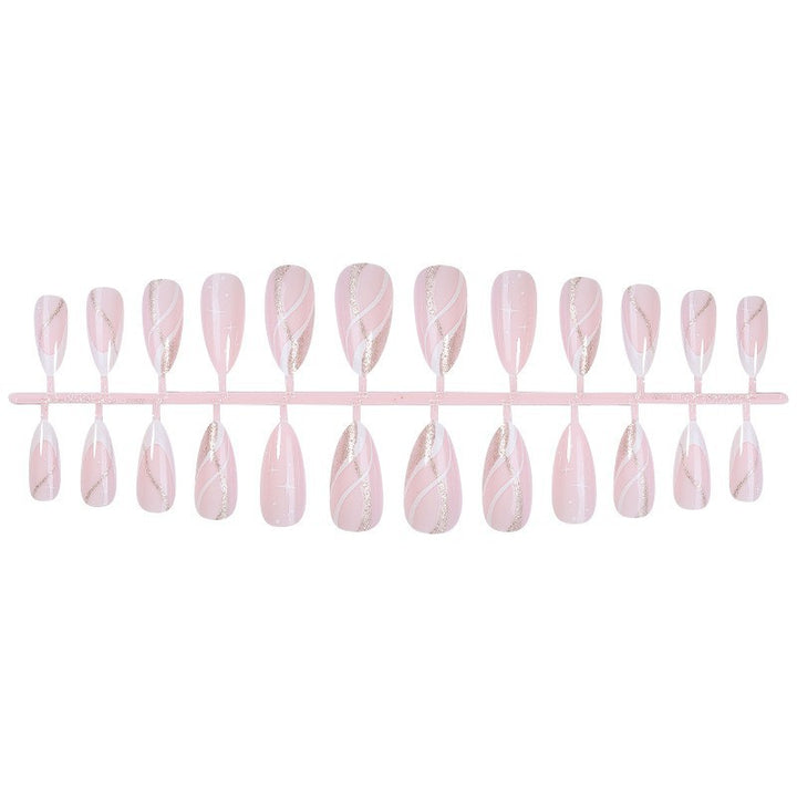 Premium Press-On Nail Art Set with Elegant Swirl Design Bowlift