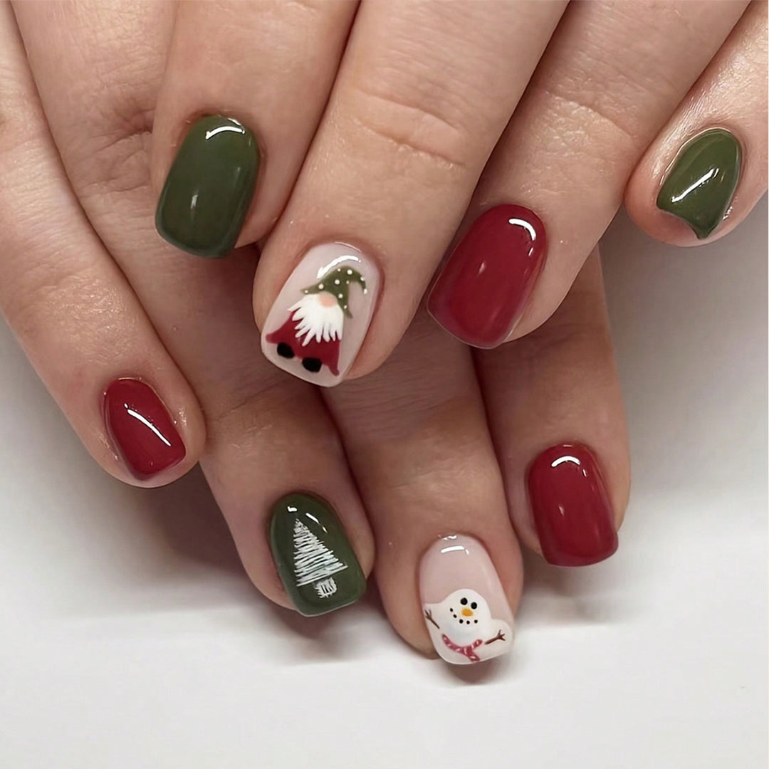 Festive Winter-Themed Press-On Nail Art Bowlift