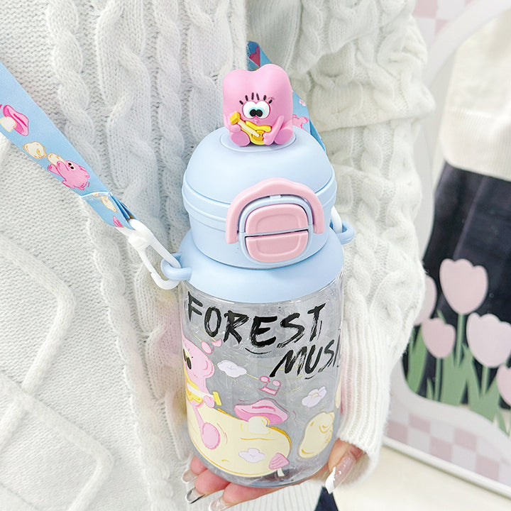 Ladies Insulated Water Bottle with Interactive Animal Head Lid Bowlift