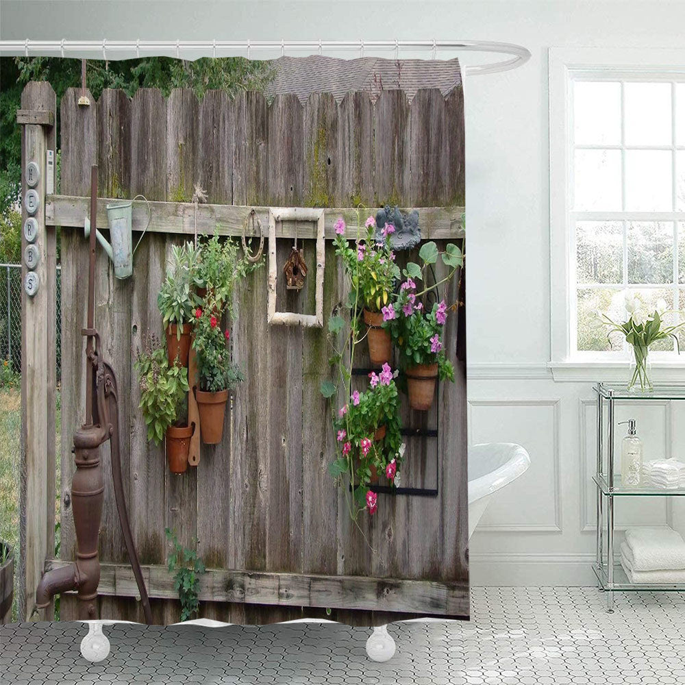 Rustic Garden-Themed Shower Curtain Bowlift