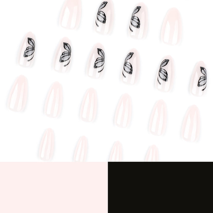Artful nail extensions with delicate butterfly design Bowlift