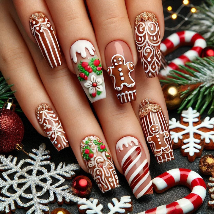 Artificial nails with Christmas design Bowlift