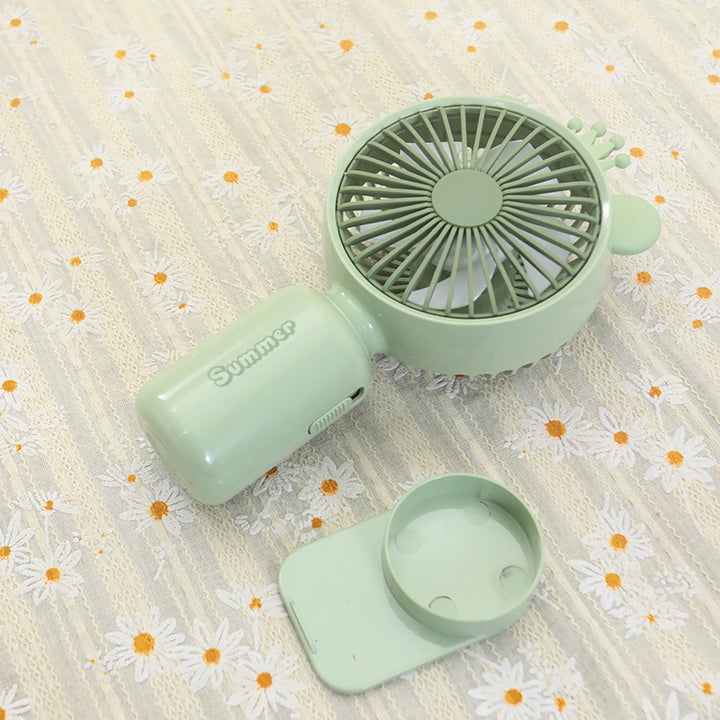 Ladies portable USB mini fan with LED night light folding stand and cute design Bowlift