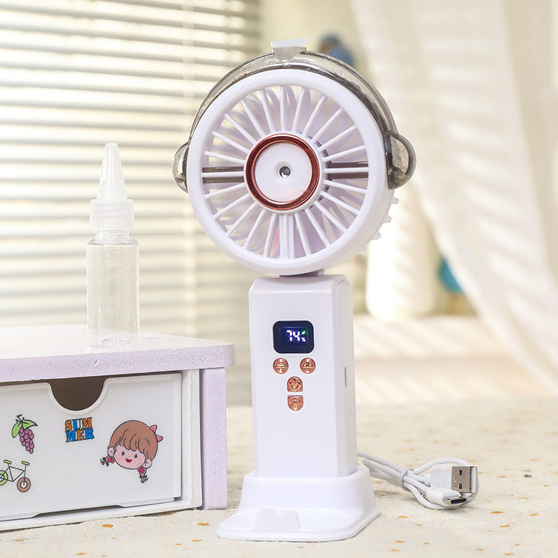 Women portable spray fan with LCD display Bowlift