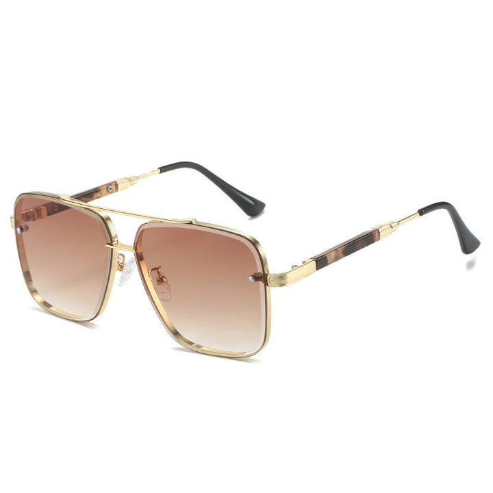Women Geometric Oversize Sunglasses with Filigree Metal Frame Bowlift