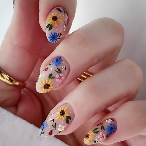 Floral Themed Press-On Nail Art Bowlift