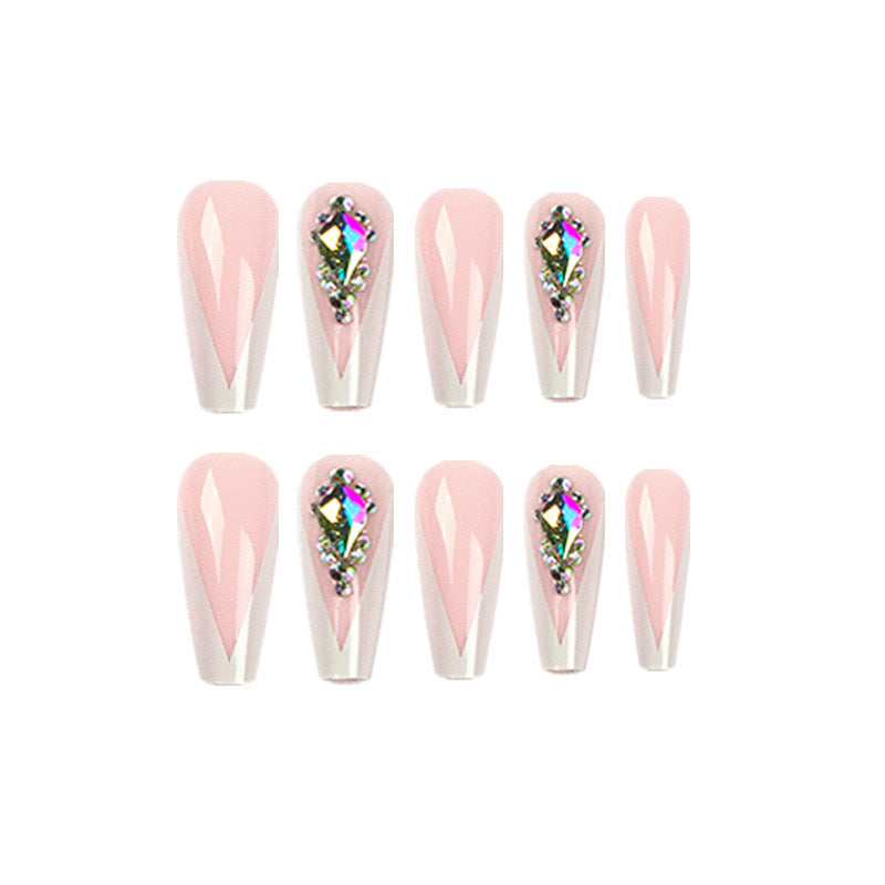 Artificial nails with elegant tips and rhinestone detail Bowlift