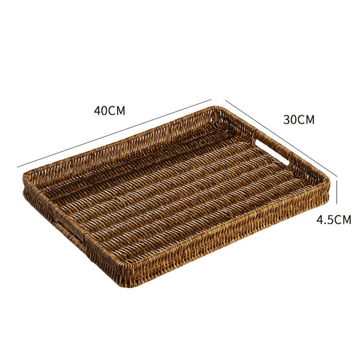 Handcrafted Rectangular Wicker Serving Tray Bowlift