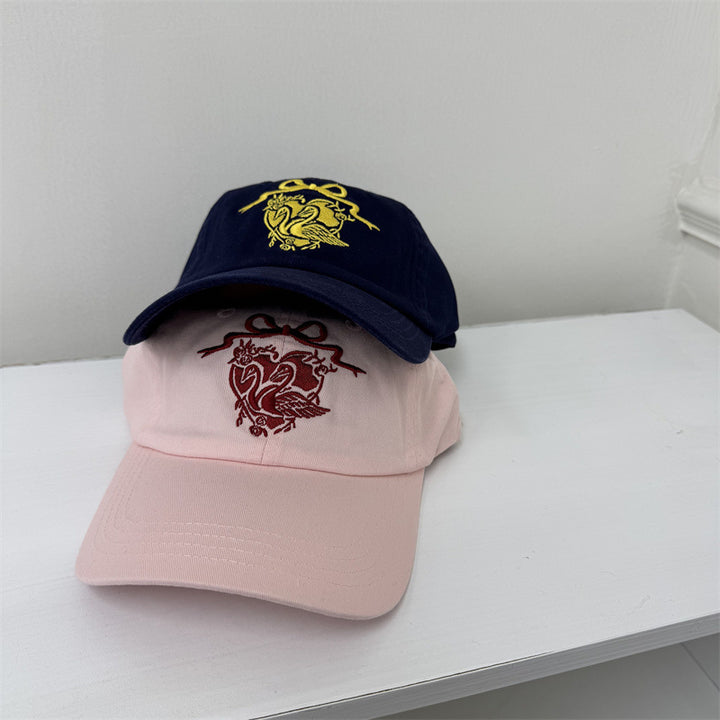 Women's Embroidered Swan-Themed Baseball Cap Bowlift