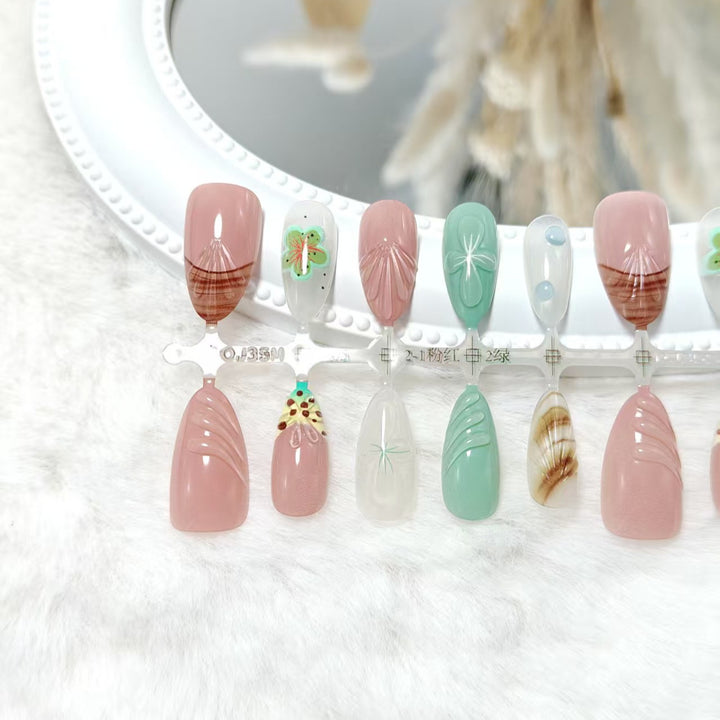 Artificial nails with elegant 3D flower and gradient design Bowlift
