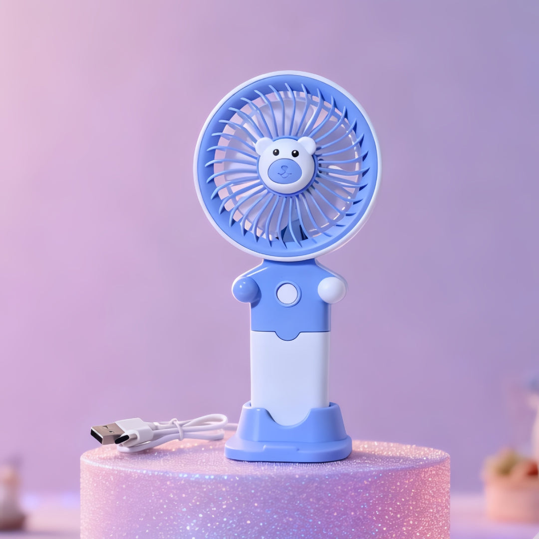 Ladies Portable Hand Fan with USB Charging Function and Flexible Tilt Bowlift