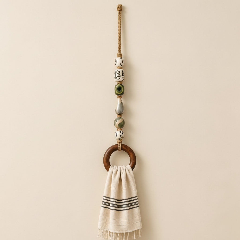 Coastal Blue Beaded Towel Hanger