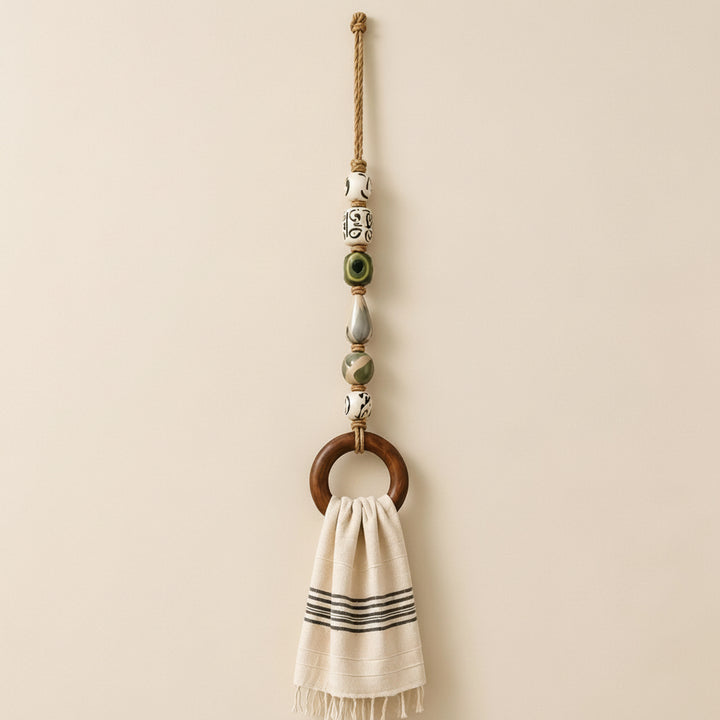 Coastal Blue Beaded Towel Hanger