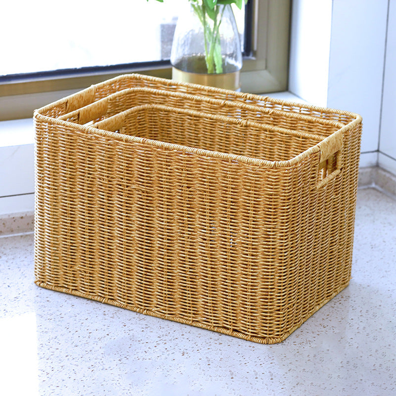 Women Rectangular Storage Basket Made of Woven Material Bowlift