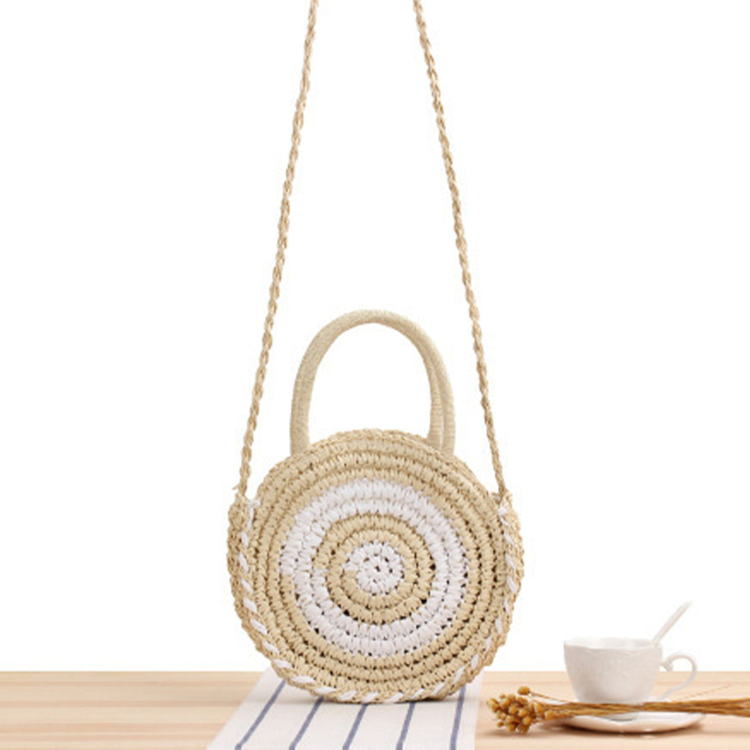 Round Bast Crossbody Bag with Spiral Design Bowlift