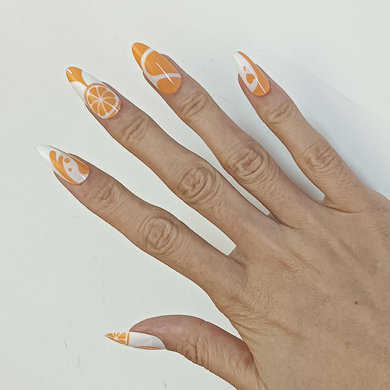 Artificial Nail Set with Fruity Orange Design Bowlift