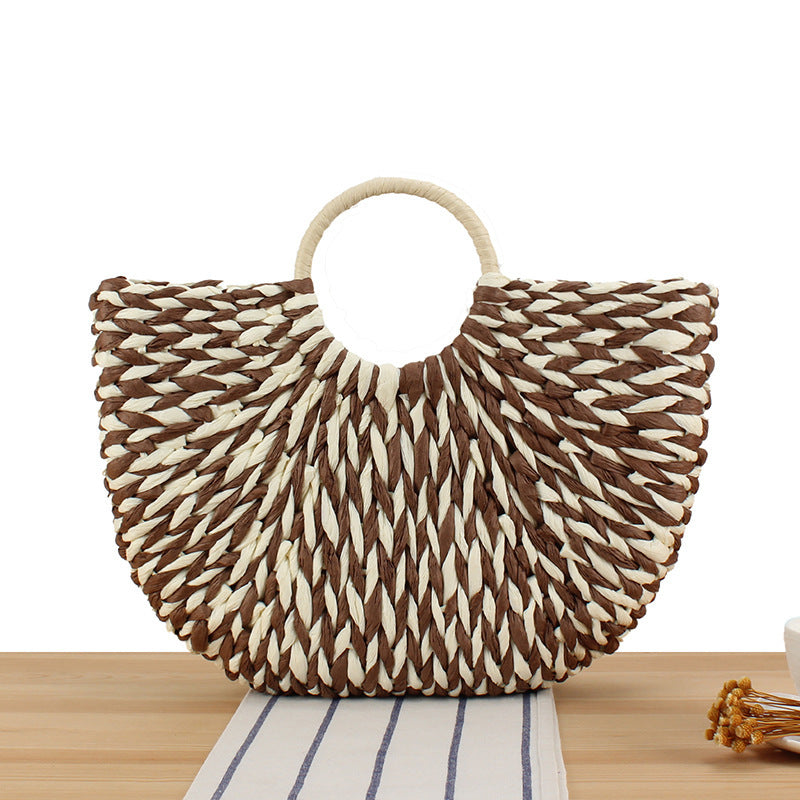 Braided Beach Bag with Ergonomic Handle Bowlift
