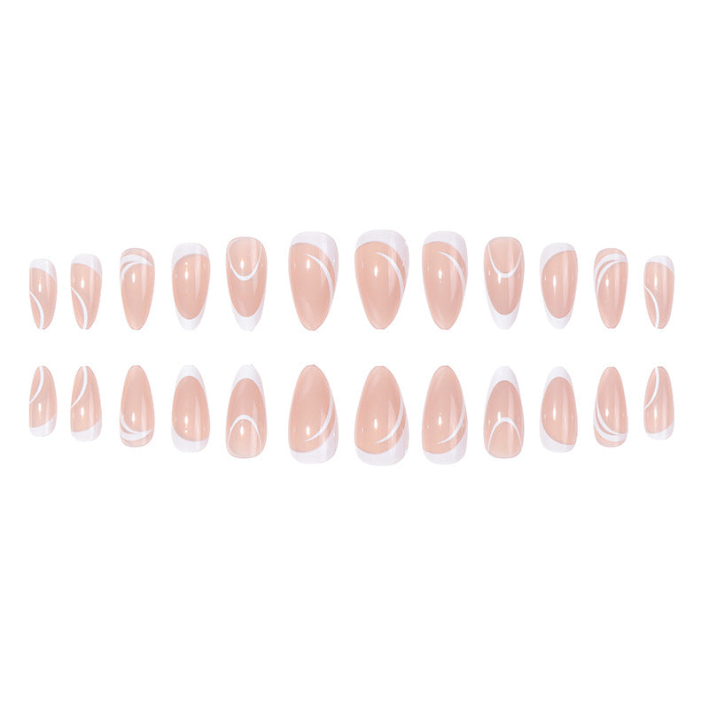 Elegant Stiletto Press-On Nails with Artistic French Tips Bowlift