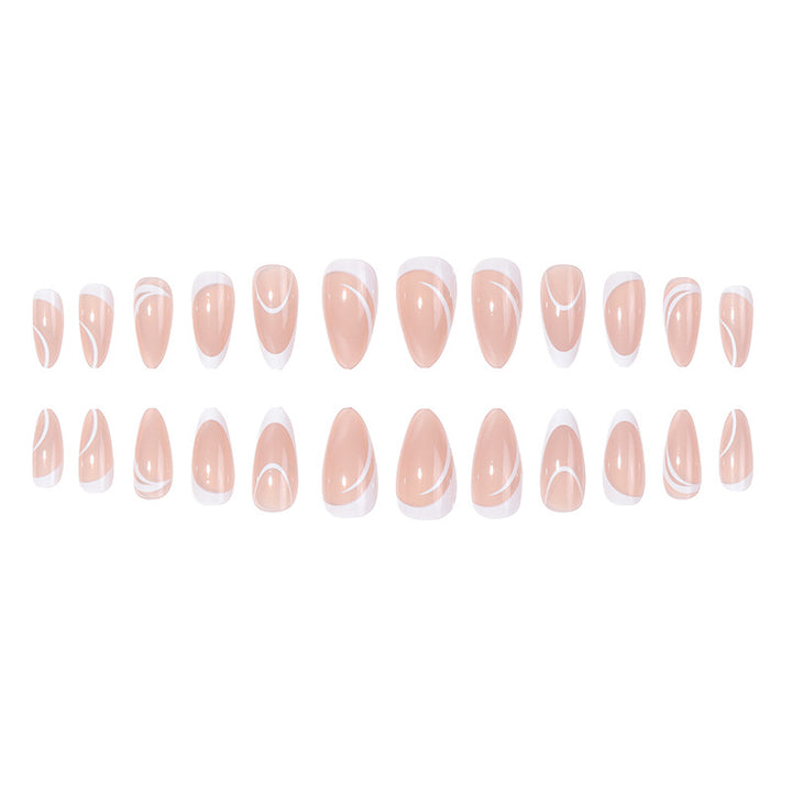 Elegant Stiletto Press-On Nails with Artistic French Tips Bowlift