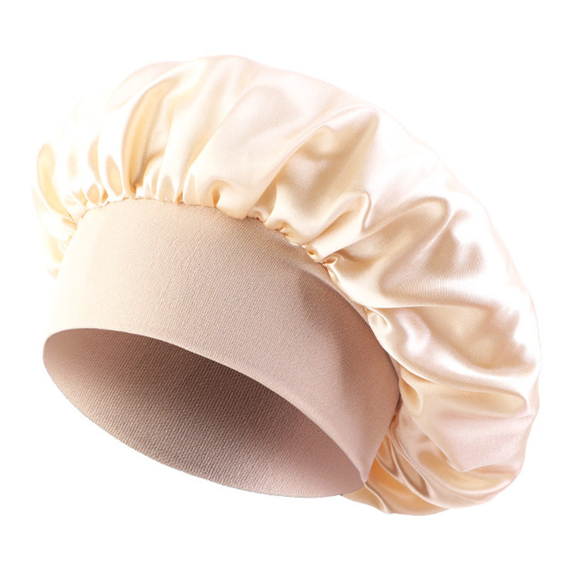 Satin sleep bonnet with wide protective elastic band Bowlift