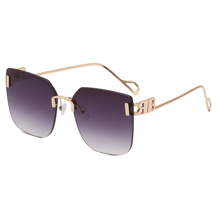 Women elegant square sunglasses with gold-colored metal frame Bowlift