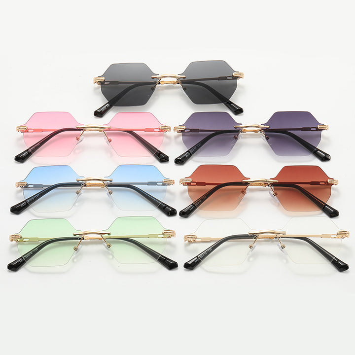 Women's hexagonal designer sunglasses with high-quality metal frame Bowlift